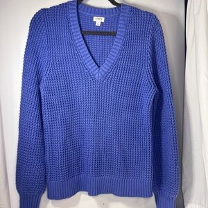 J. Crew Chunky Knit V-Neck Sweater in Periwinkle Women’s Lg  nwot